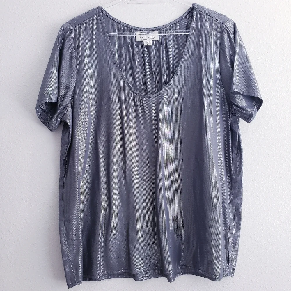 Anthroplogie Velvet By Spencer Graham Silver Shine Lightweight Blouse